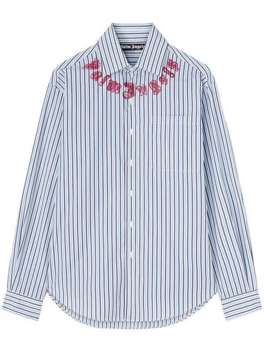 Palm Angels Striped Shirt With Print - PALM ANGELS - BALAAN 1