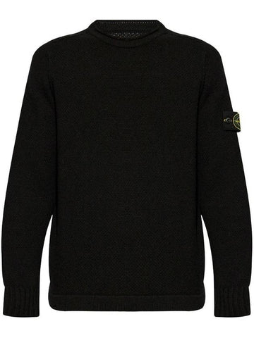 Compass Badge Wool Knit Top Black - STONE ISLAND - BALAAN 1