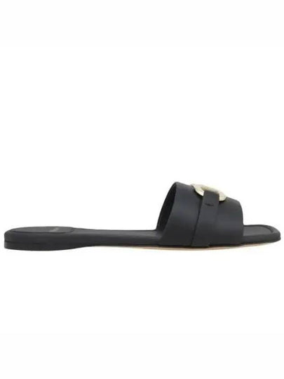 Gancini Ornament Flat Slide Black - SALVATORE FERRAGAMO - BALAAN 2