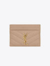 Gold Hardware Matelasse Caviar Leather Card Wallet Dark Beige - SAINT LAURENT - BALAAN 3