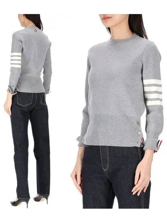 4-Bar Milano Stitch Crew Neck Knit Top Light Grey - THOM BROWNE - BALAAN 2