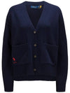 Embroidery Logo Wool Cardigan Navy - POLO RALPH LAUREN - BALAAN 3