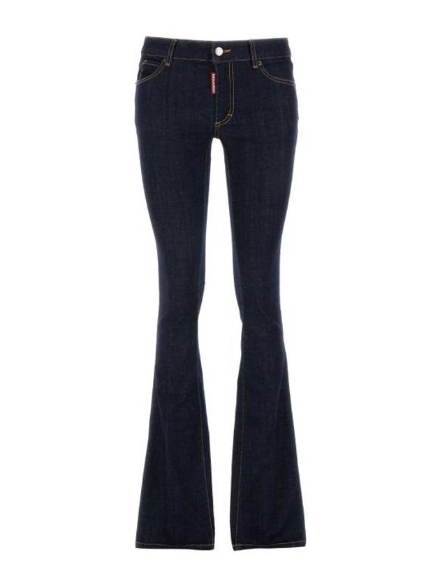 Women's Dark Rince Wash Medium Waist Flared Jeans Navy - DSQUARED2 - BALAAN 1