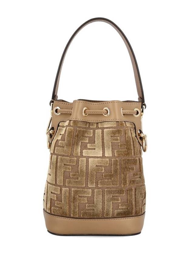 Mon Tresor FF Jacquard Velvet Mini Bucket Bag Brown - FENDI - BALAAN 3