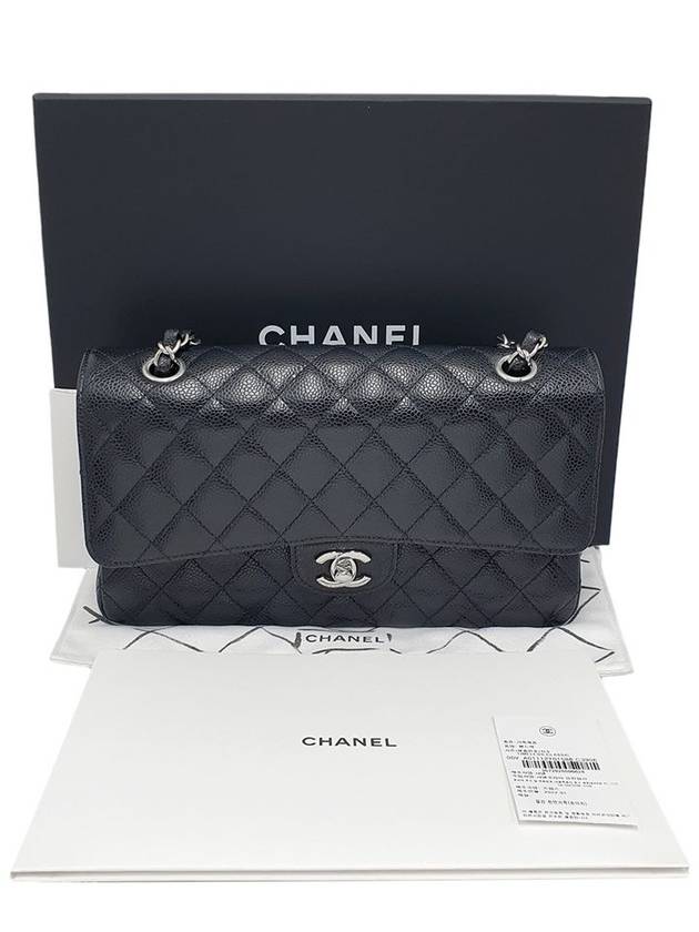 A01112 Caviar Black Classic Medium Silver Chain Shoulder Bag - CHANEL - BALAAN 10