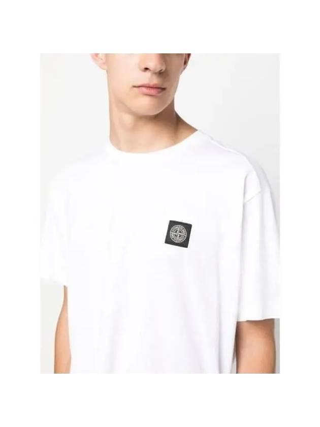 Slimfit Cotton Jersey Short Sleeve T-shirt White - STONE ISLAND - BALAAN 6