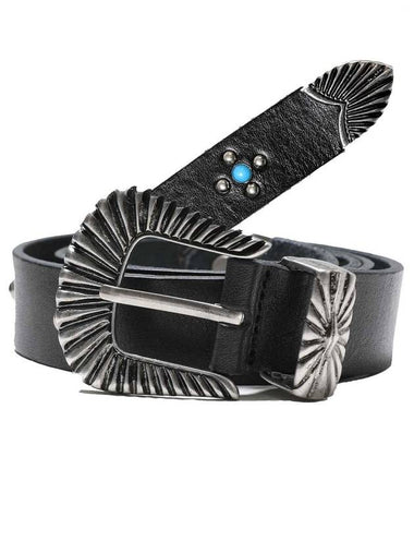 Premium Vintage Western Leather Belt Black - DILETTANTISME - BALAAN 1