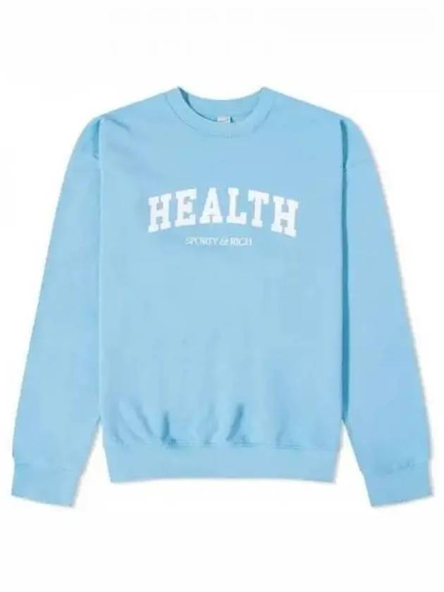 Health Print Crew Neck Cotton Long Sleeve T-shirt Light Blue - SPORTY & RICH - BALAAN 2