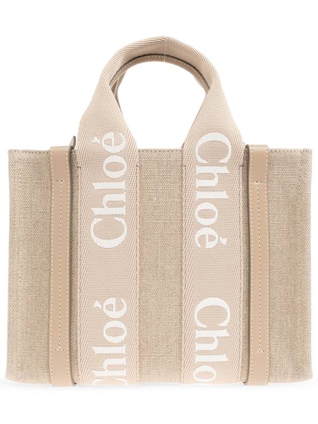 Woody Small Tote Bag Beige Linen - CHLOE - BALAAN 4