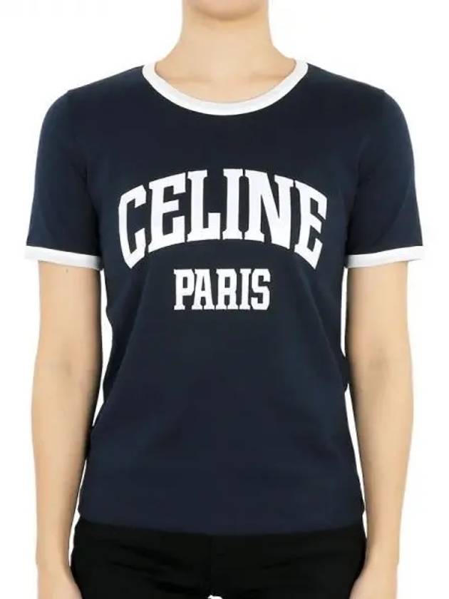 Paris 70s Round Neck Short Sleeve T-shirt Blue - CELINE - BALAAN 2