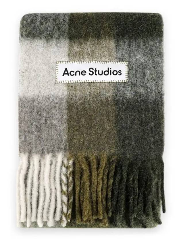 Mohair Check Muffler Taupe Green CA0084 DID - ACNE STUDIOS - BALAAN 1