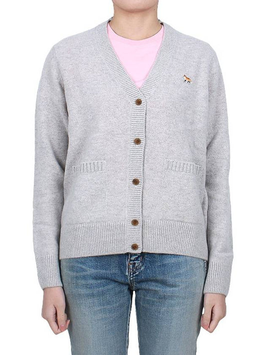 Baby Fox Patch Boxy Cardigan Light Grey Melange - MAISON KITSUNE - BALAAN 2