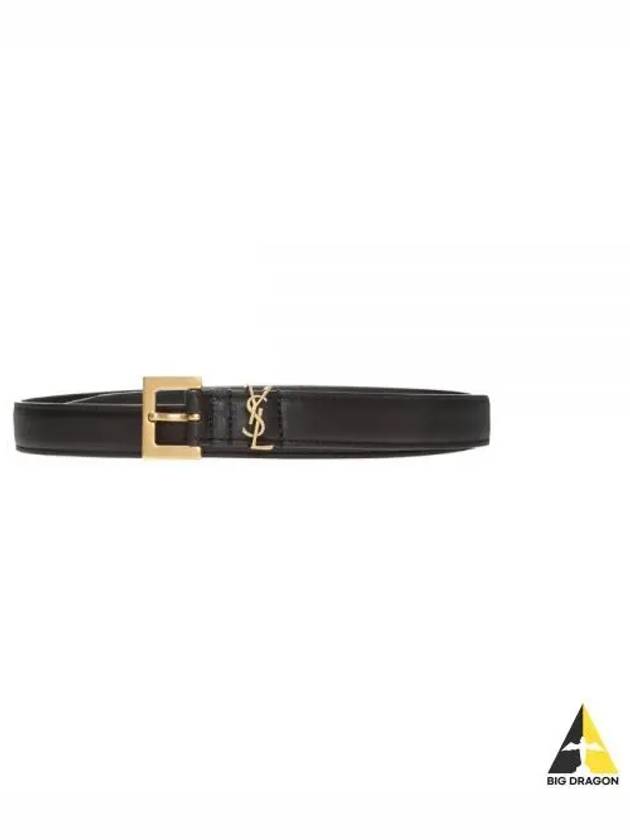 Monogram Square Leather Belt Black - SAINT LAURENT - BALAAN 2