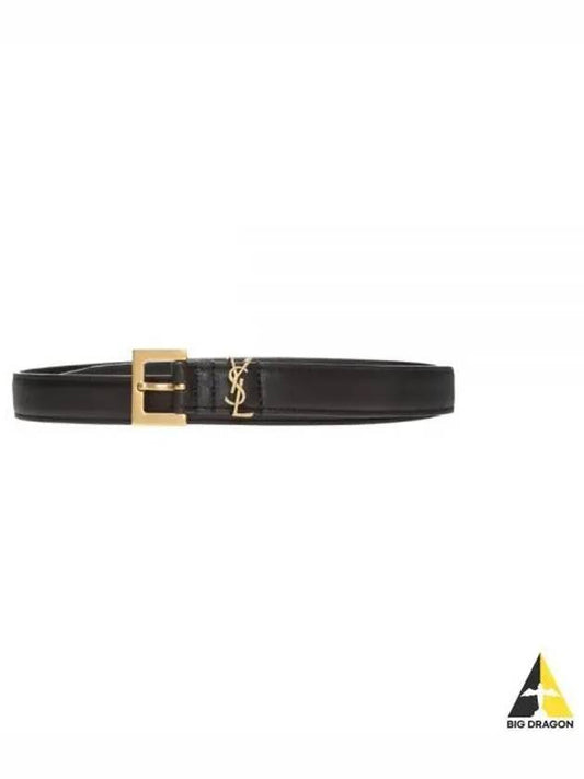 Monogram Square Leather Belt Black - SAINT LAURENT - BALAAN 2