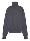 Small Heart Logo Turtleneck Grey - AMI - BALAAN 10