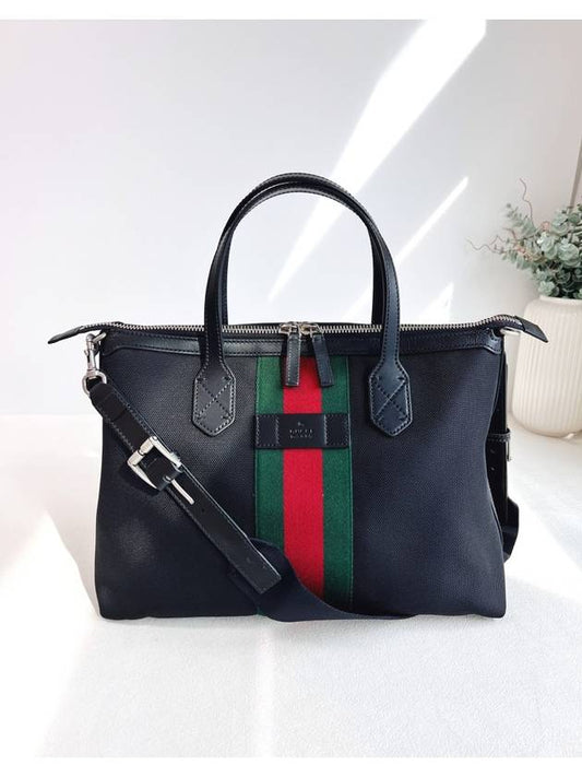 Stripe Canvas Tote Bag Black - GUCCI - BALAAN 2