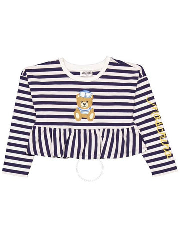 Moschino Girls Teddy Stripe Print Long Sleeve Peplum Top, Size 8Y - MOSCHINO - BALAAN 1