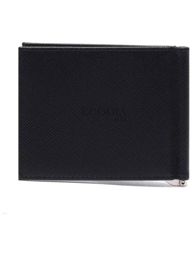 Saffiano Leather Triangle Logo Half Wallet Black - PRADA - BALAAN 5