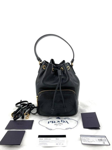 Soft calfskin leather bucket bag cross 1BH038 - PRADA - BALAAN 1