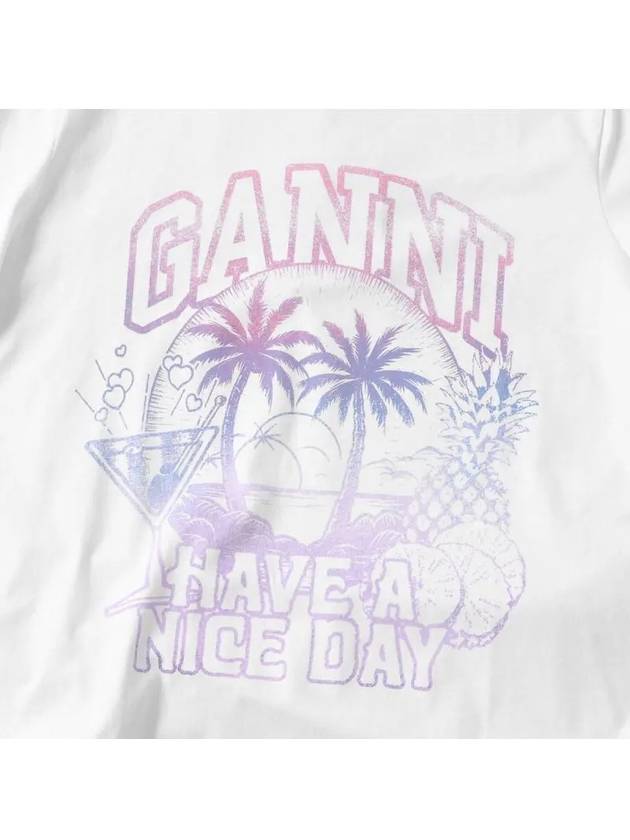 Logo Print Short Sleeve T-Shirt White - GANNI - BALAAN 4