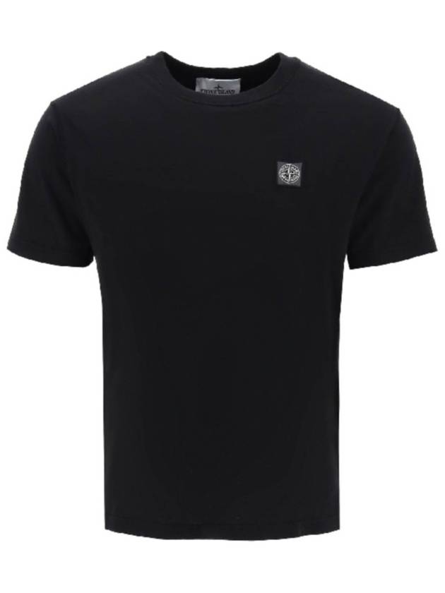 Stone Island 23757 Short Sleeve Organic Cotton T Shirt Black 801523757000 A0029 - STONE ISLAND - BALAAN 1