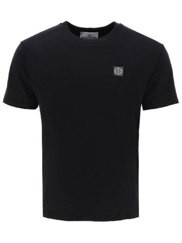 Stone Island 23757 Short Sleeve Organic Cotton T Shirt Black 801523757000 A0029 - STONE ISLAND - BALAAN 1