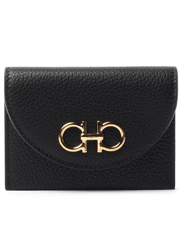 Gancini Compact Card Wallet Black - SALVATORE FERRAGAMO - BALAAN 2