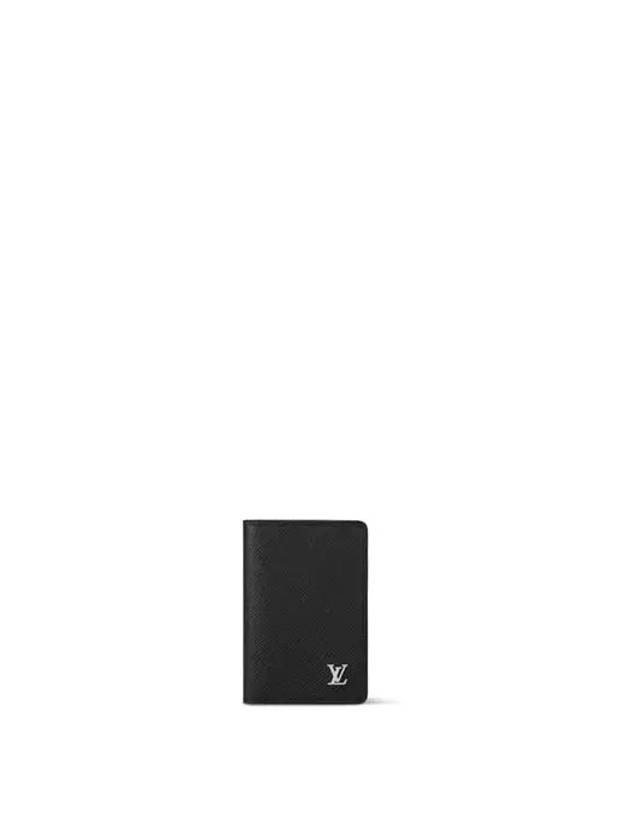 Pocket Organizer Taiga Leather Card Wallet Black - LOUIS VUITTON - BALAAN 2