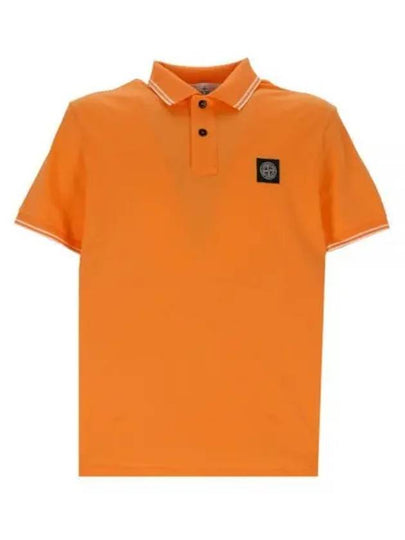 Stretch Cotton Pique Short Sleeve Polo Shirt Orange - STONE ISLAND - BALAAN 2