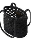 Woven Fabric Crochet Tote Bag Black - PRADA - BALAAN 5