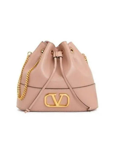 V logo chain bucket bag P0T83 HPF GF9 pink 270806 1147749 - VALENTINO - BALAAN 1