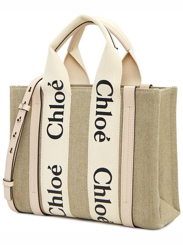 Woody Small Canvas Tote Bag Pink Beige - CHLOE - BALAAN 3