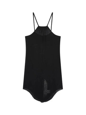 WOMEN ROUND HEM RIBBED TANK TOP BLACK - RICK OWENS - BALAAN 1