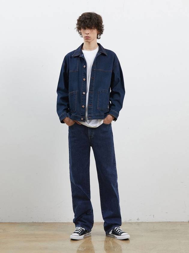 Denim Basic Wide Pants Dark Blue - CORK - BALAAN 2