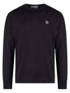 Logo Patch Cotton Long Sleeve T-Shirt Black - STONE ISLAND - BALAAN 2