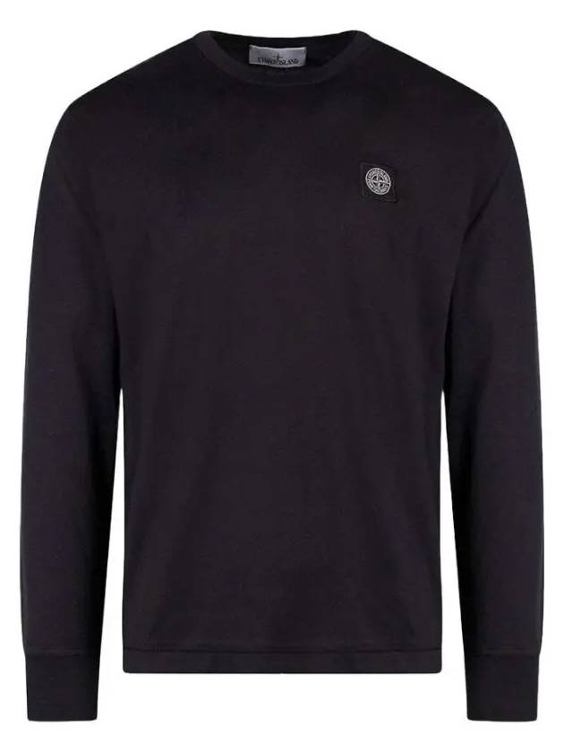 Logo Patch Cotton Long Sleeve T-Shirt Black - STONE ISLAND - BALAAN 2