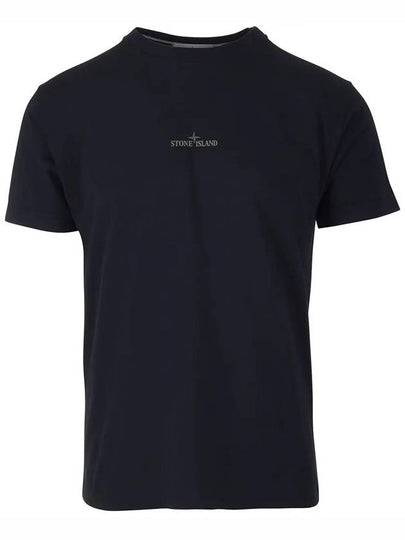 Tricromia Three Print Cotton Jersey T-Shirt Navy - STONE ISLAND - BALAAN 2