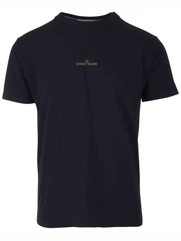 Tricromia Three Print Cotton Jersey T-Shirt Navy - STONE ISLAND - BALAAN 2