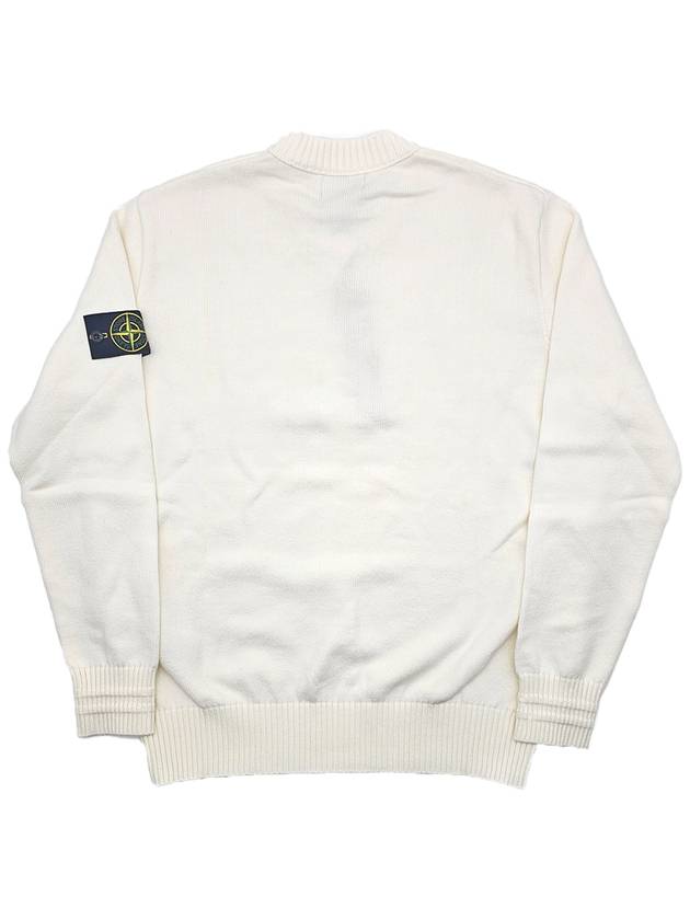 Round Neck Wappen Organic Knit Top White - STONE ISLAND - BALAAN 3