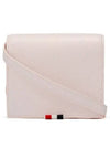 Pebble Calfskin Leather Card Holder With Strap Pink - THOM BROWNE - BALAAN 1