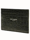 Classic Logo Crocodile Card Wallet Black - SAINT LAURENT - BALAAN.