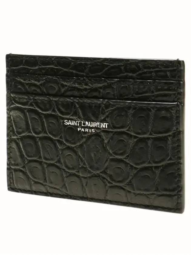 Classic Logo Crocodile Card Wallet Black - SAINT LAURENT - BALAAN 3