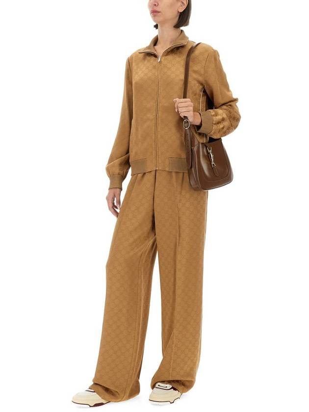 GG jacquard wide pants camel - GUCCI - BALAAN 3