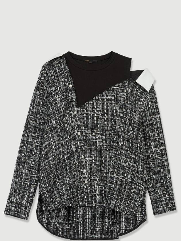 Women's Tweed Blouse Black - MAJE - BALAAN.