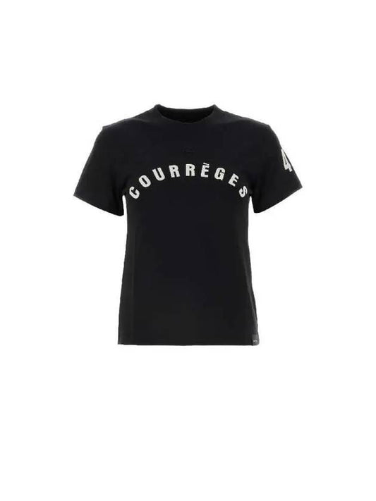 AC Straight Printed Short Sleeve T-Shirt Black - COURREGES - BALAAN 2