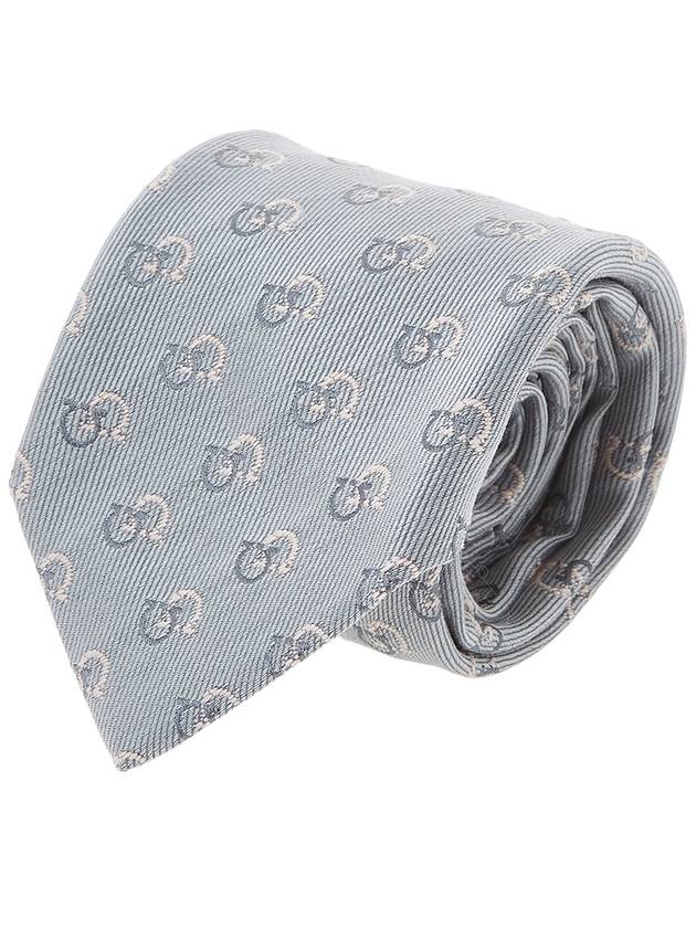 Gancini Cotton Silk Blend Tie Grey - SALVATORE FERRAGAMO - BALAAN 11