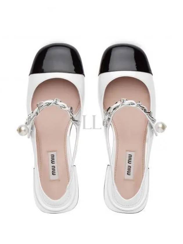 Two Tone Patent Leather Slingback Pumps White - MIU MIU - BALAAN 2