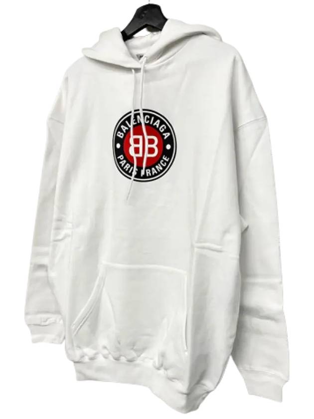 BB Logo Round Print Hoodie White - BALENCIAGA - BALAAN 3