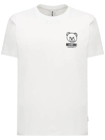 Logo Teddy Bear Detail Cotton Short Sleeve T-Shirt White - MOSCHINO - BALAAN 1