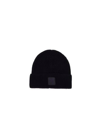 Extra Fine Merino Wool Logo Beanie Black - CP COMPANY - BALAAN 1